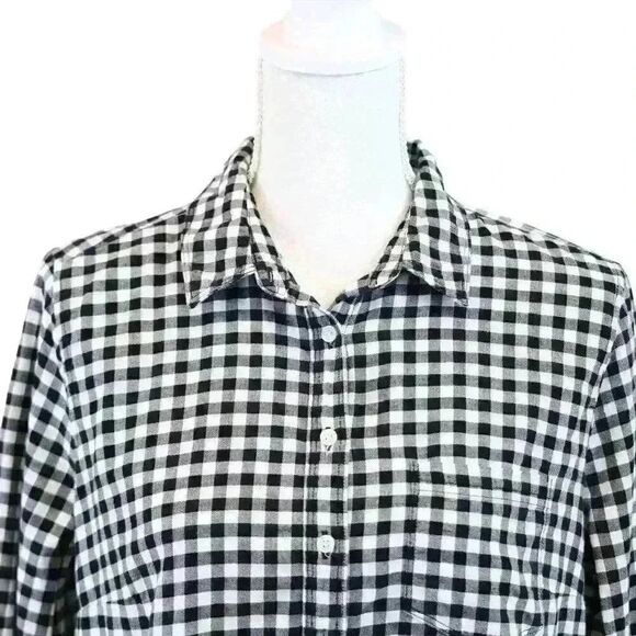 Banana Republic Black Gingham Button Up Long Sleeve Shirt Size Medium Petite - Picture 7 of 8